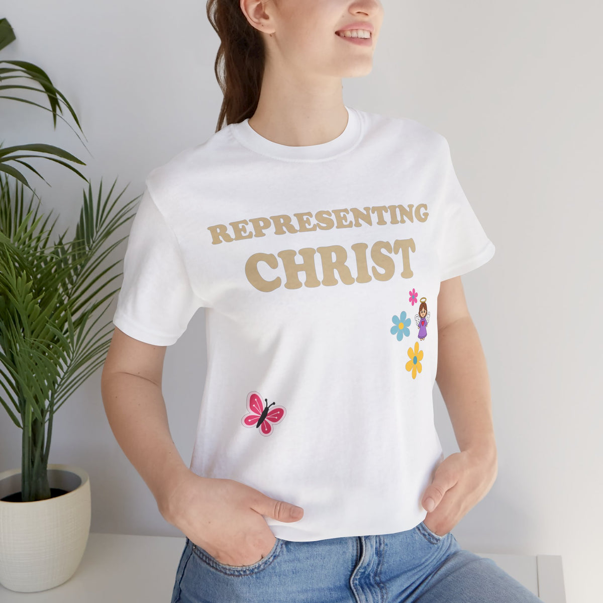 Representing Christ — Floral Butterfly Tee