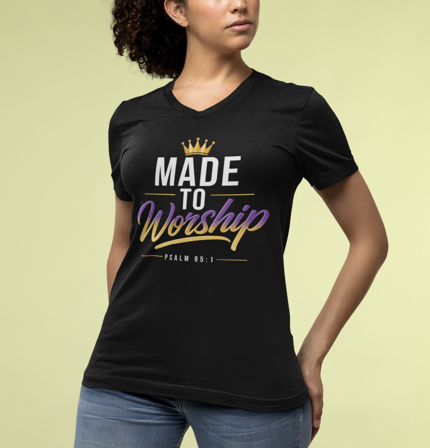 Made To Worship - Christian V-Neck Tee
