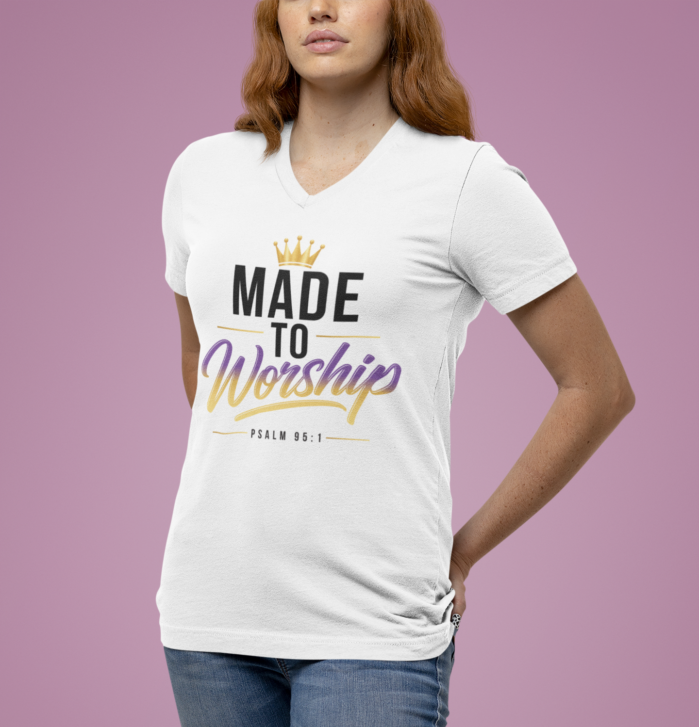 Made To Worship - Christian V-Neck Tee