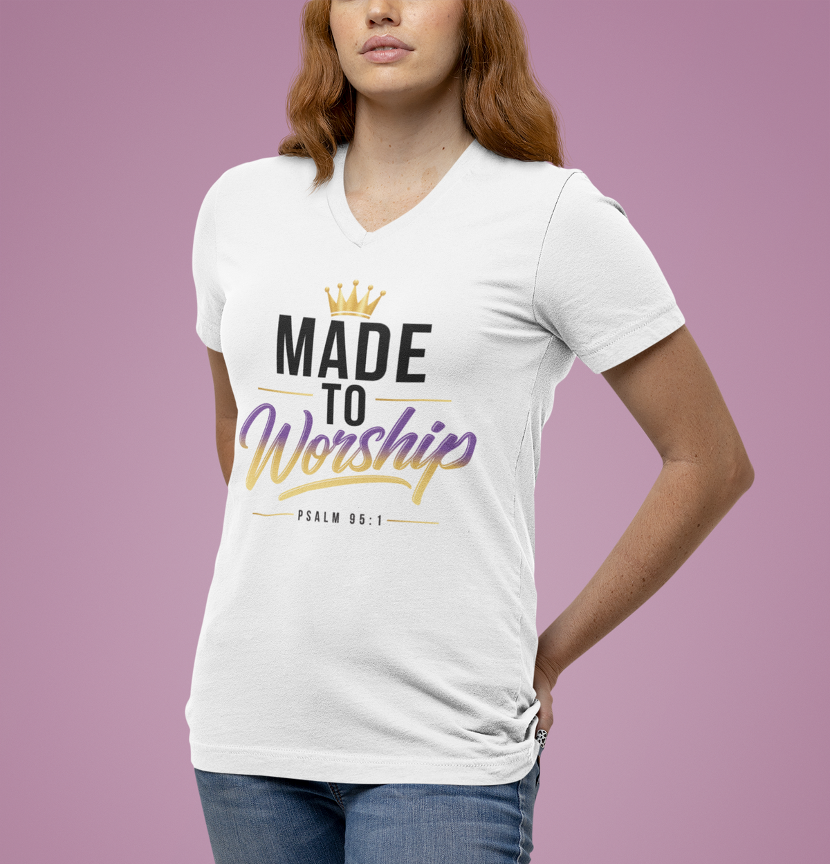 Made To Worship - Christian V-Neck Tee
