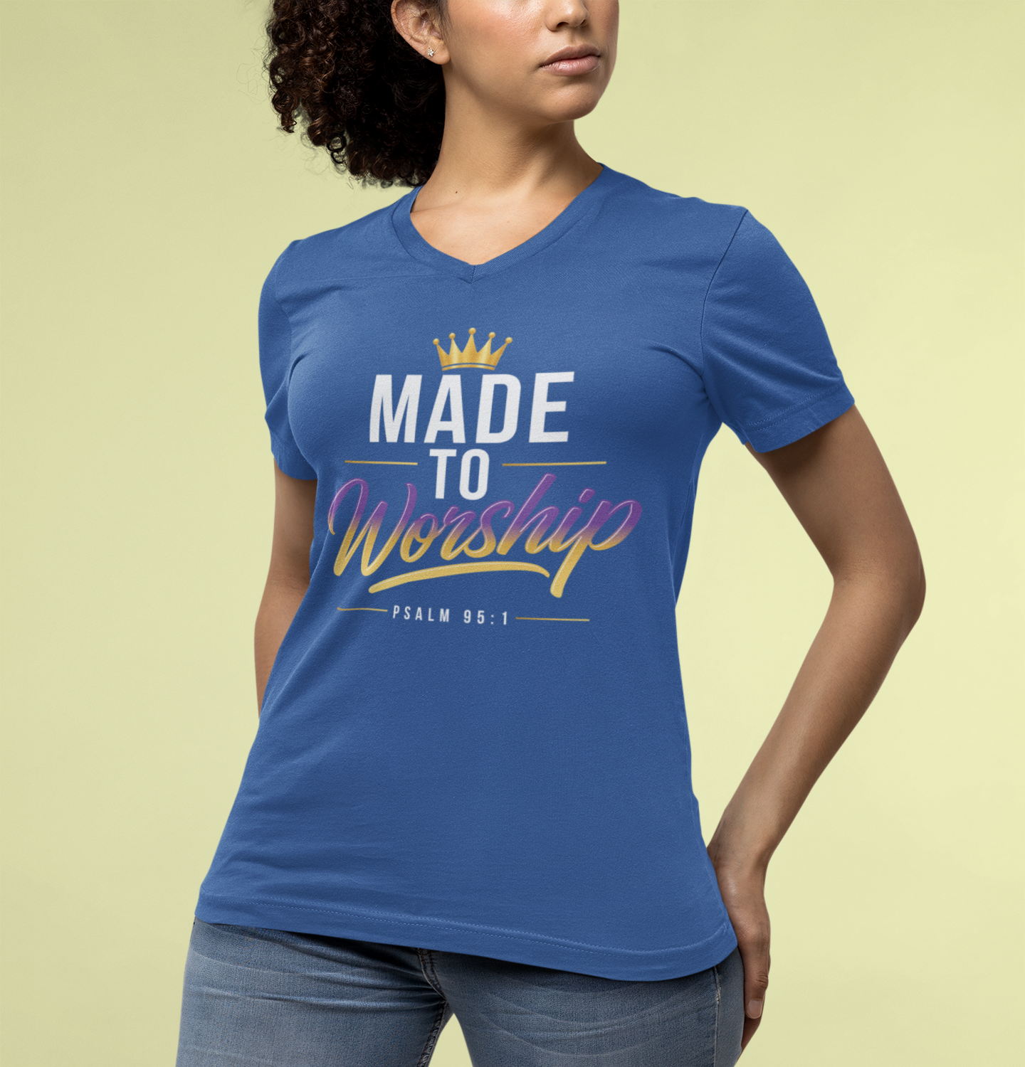 Made To Worship - Christian V-Neck Tee